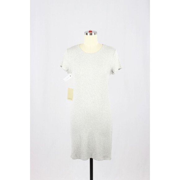 NWT Aritzia WILFRED FREE Go-To Grey Ribbed Jersey Mini T-Shirt Dress, Size M - Picture 1 of 13
